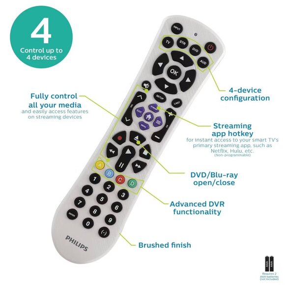 Philips 4-Device Universal Remote Control Pearl White - Picture 5 of 8